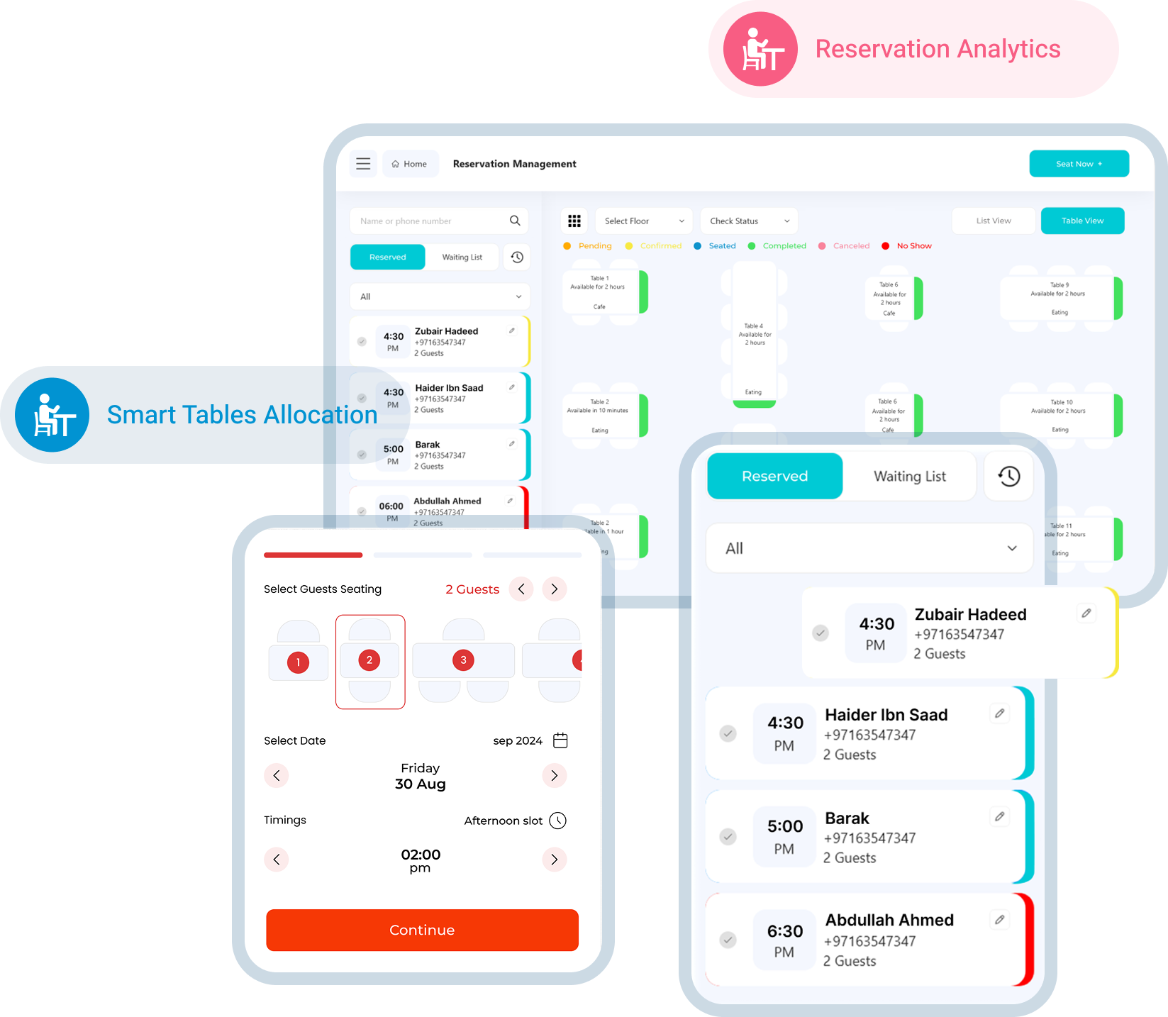 Digital reservation screen replacing paper-based restaurant booking logs